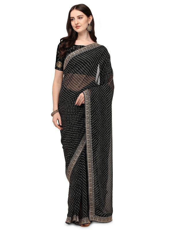 Bandhani 01 Georgette Printed Fancy Ethnic Wear Saree Collection